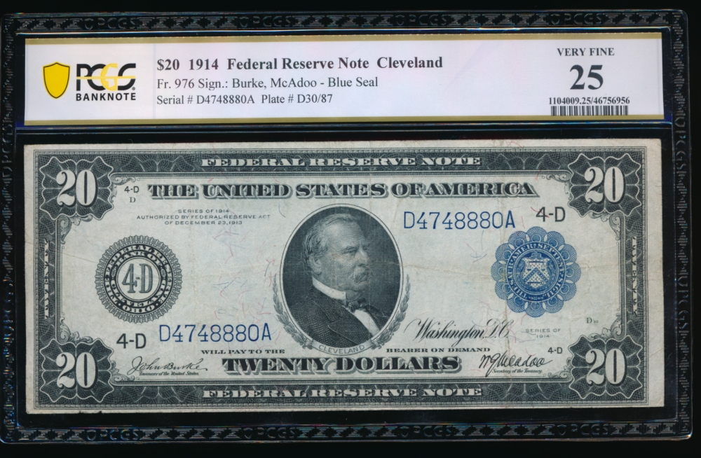 Fr. 976 1914 $20  Federal Reserve Note Cleveland PCGS 25 D4748880A