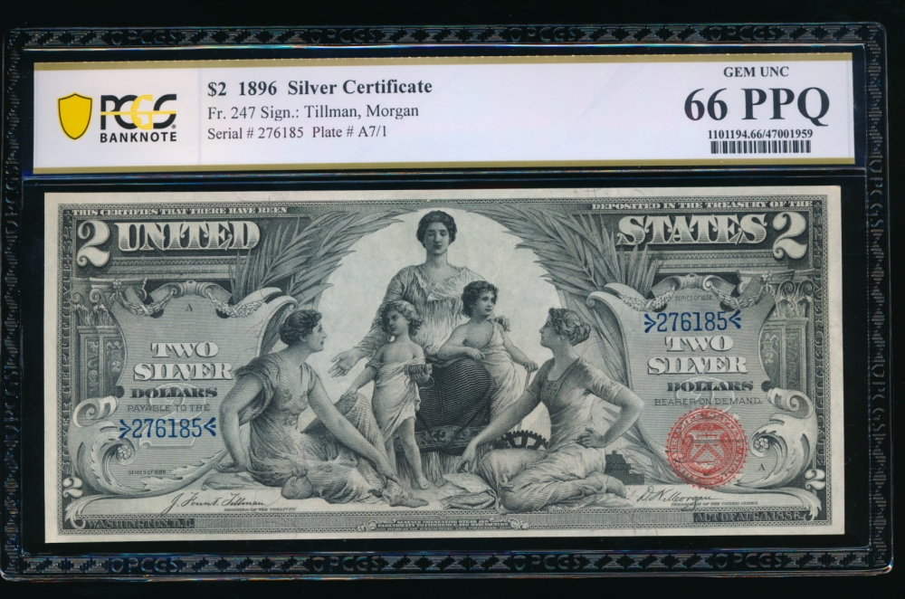 Fr. 247 1896 $2  Silver Certificate  PCGS-C 66PPQ 276185 obverse
