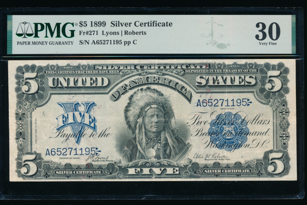 Fr. 271 1899 $5  Silver Certificate  PMG 30 A65271195 obverse