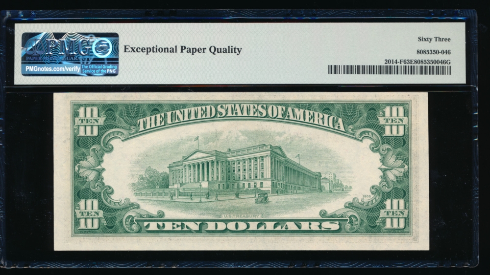 Fr. 2014-F 1950D $10  Federal Reserve Note Atlanta PMG 63EPQ F62182559C reverse