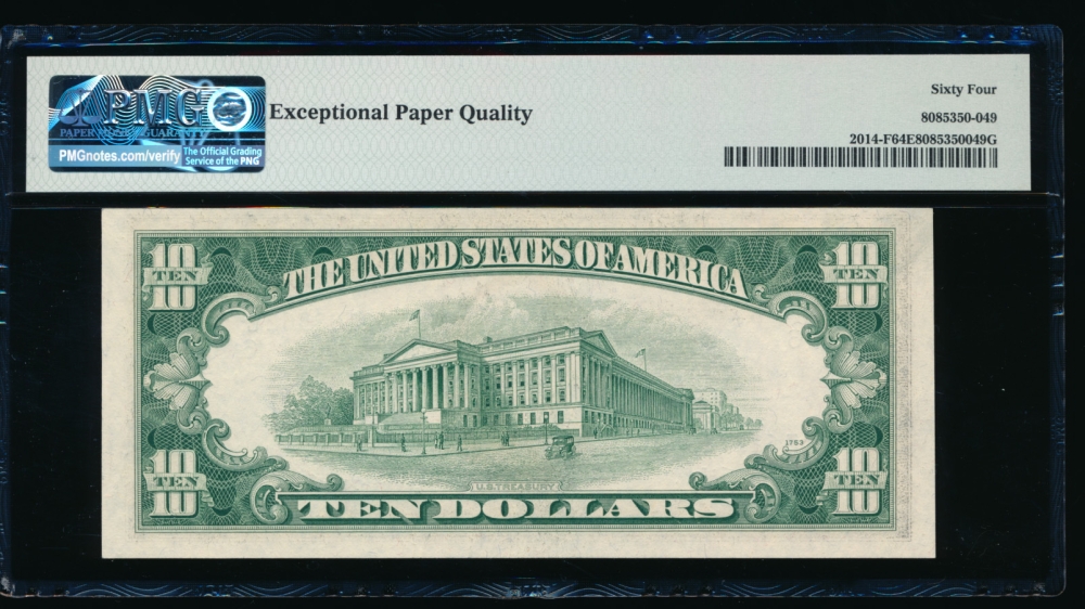 Fr. 2014-F 1950D $10  Federal Reserve Note Atlanta PMG 64EPQ F62182562C reverse