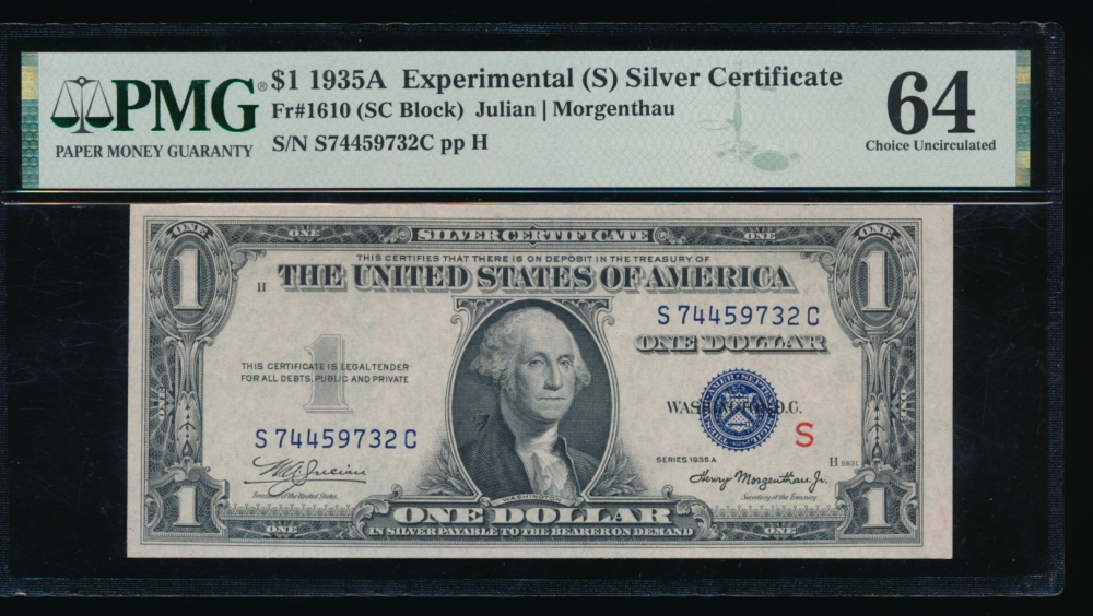Fr. 1610 1935A $1  Silver Certificate S Experimental PMG 64 S74459732C obverse