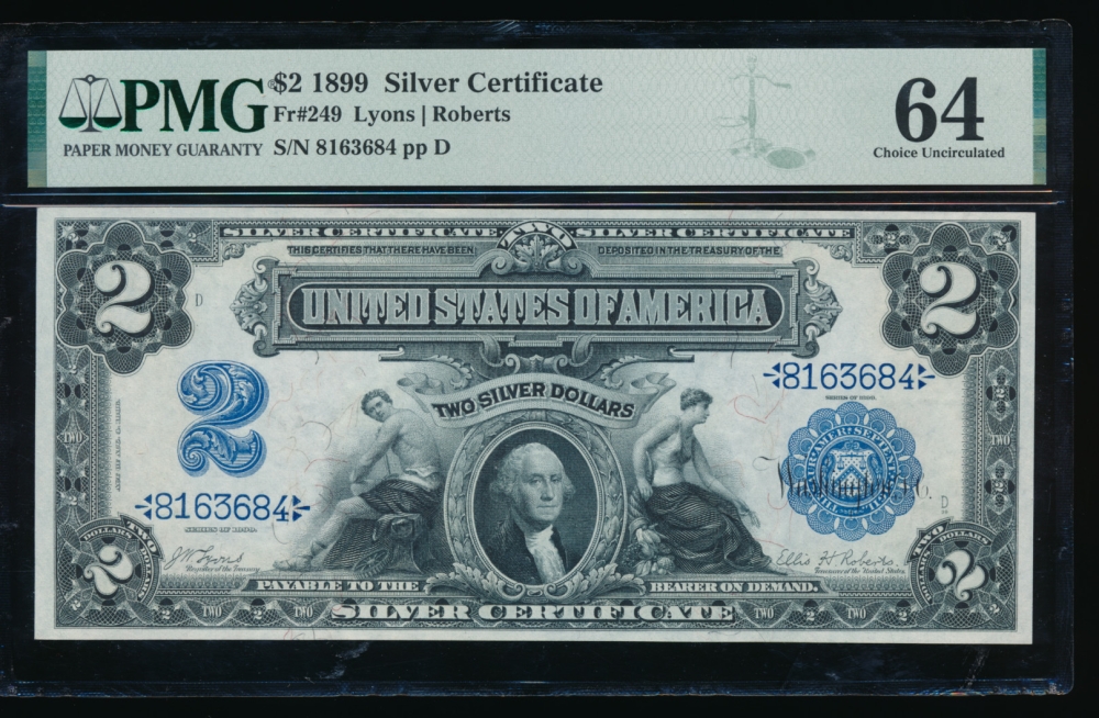 Fr. 249 1899 $2  Silver Certificate  PMG 64 8163684