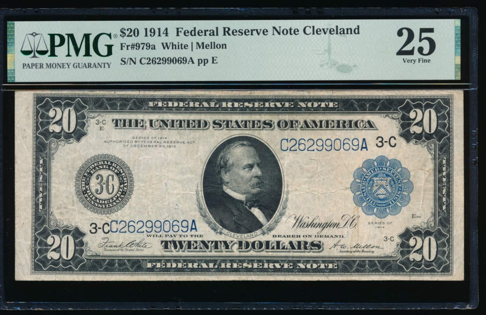 Fr. 979a 1914 $20  Federal Reserve Note Cleveland PMG 25 C26299069A