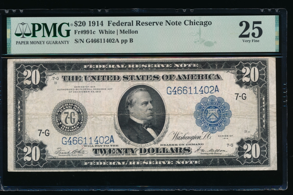 Fr. 991c 1914 $20  Federal Reserve Note Chicago PMG 25 G46611402A
