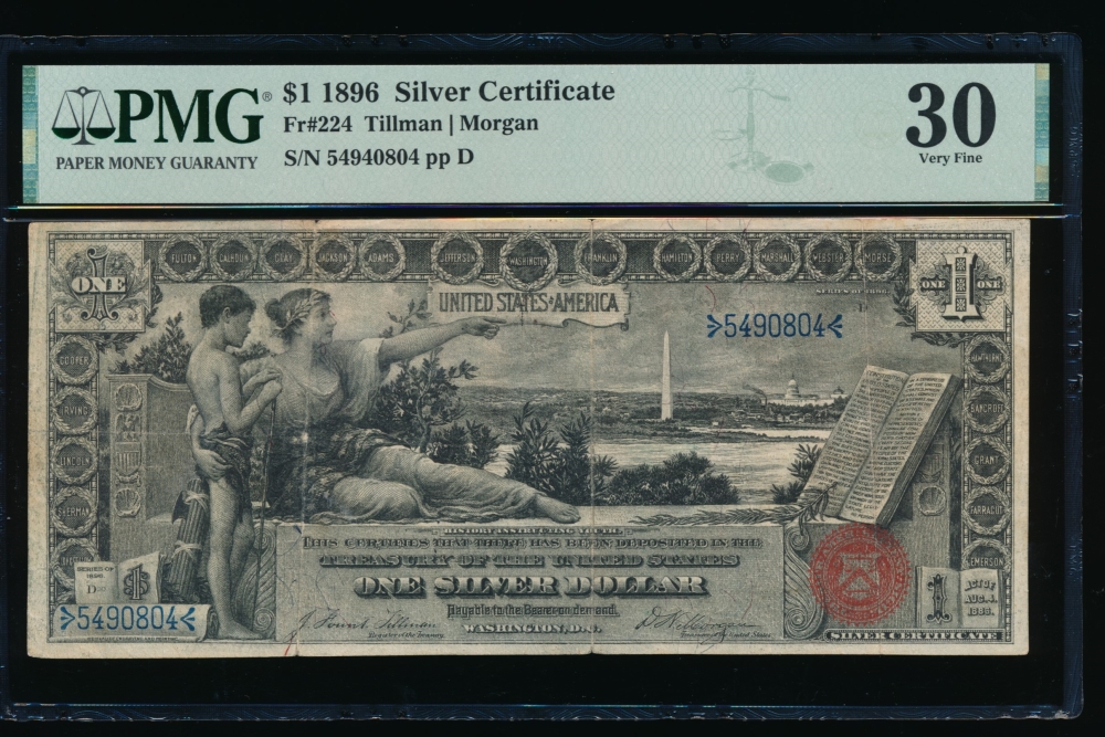 Fr. 224 1896 $1  Silver Certificate  PMG 30 5490804