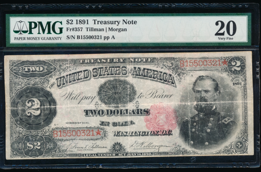 Fr. 357 1891 $2  Treasury Note  PMG 20 B15500321*