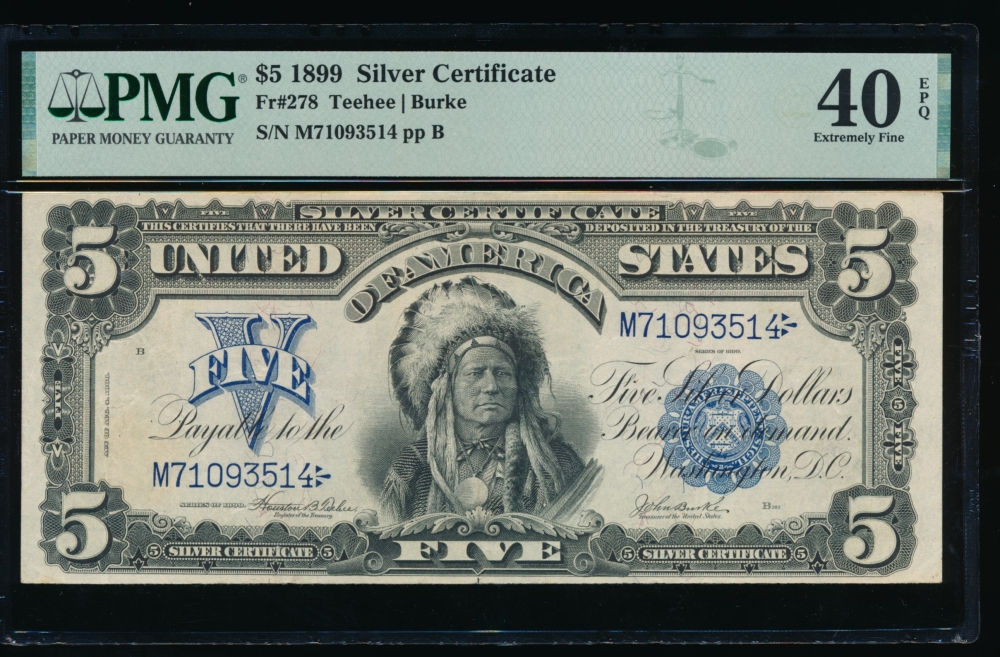 Fr. 278 1899 $5  Silver Certificate  PMG 40EPQ M71093514