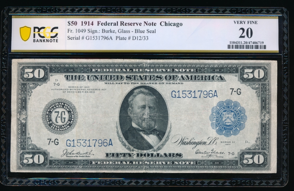 Fr. 1049 1914 $50  Federal Reserve Note Chicago PCGS 20 G1531796A