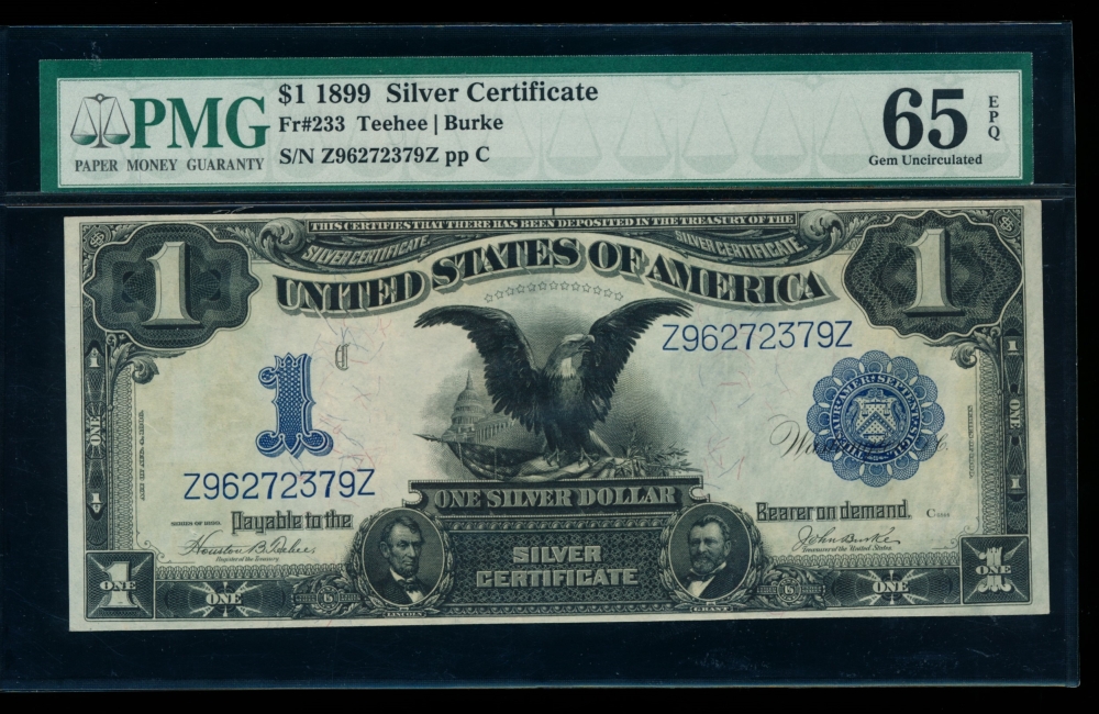 Fr. 233 1899 $1  Silver Certificate  PMG 65EPQ Z96272379Z
