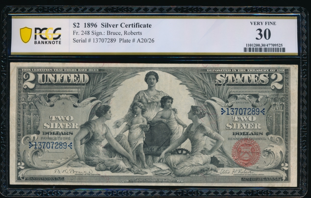 Fr. 248 1896 $2  Silver Certificate  PCGS 30 13707289
