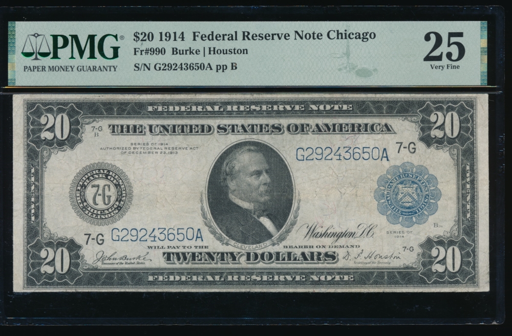 Fr. 990 1914 $20  Federal Reserve Note Chicago PMG 25 G29243650A