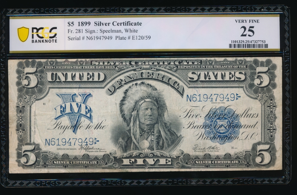 Fr. 281 1899 $5  Silver Certificate  PCGS 25 N61947949