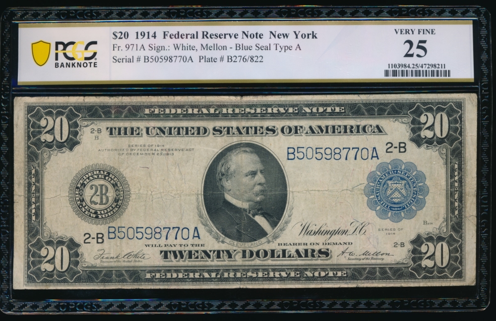 Fr. 971a 1914 $20  Federal Reserve Note New York PCGS 25 B50598770A