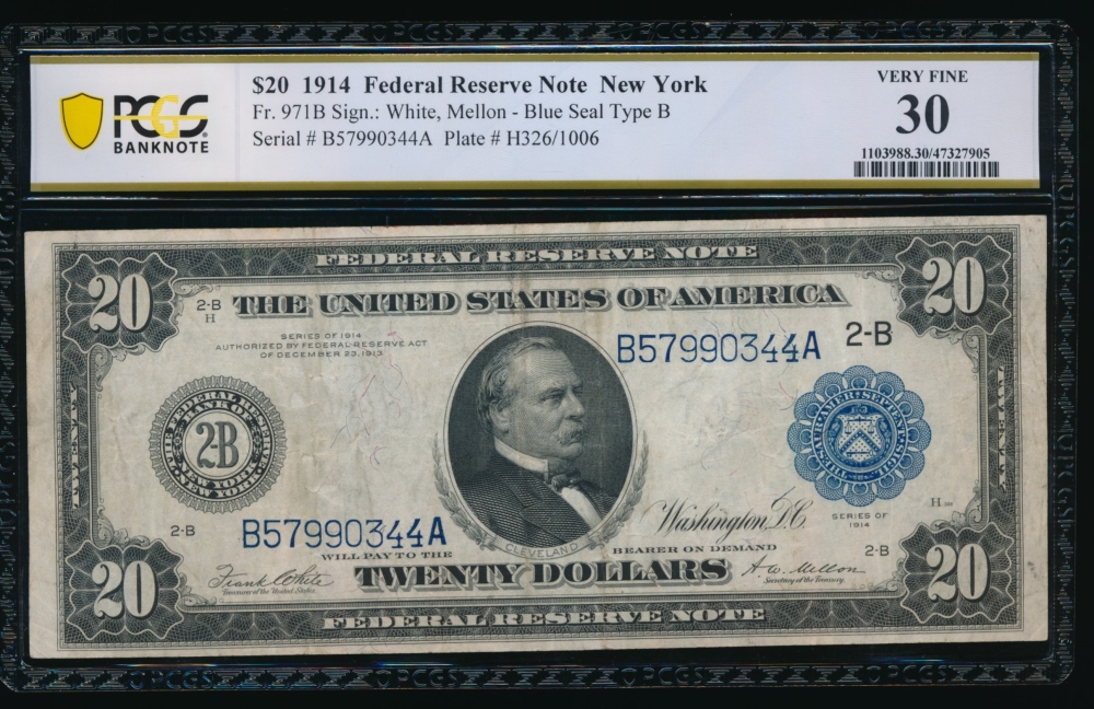 Fr. 971b 1914 $20  Federal Reserve Note New York PCGS 30 B57990344A