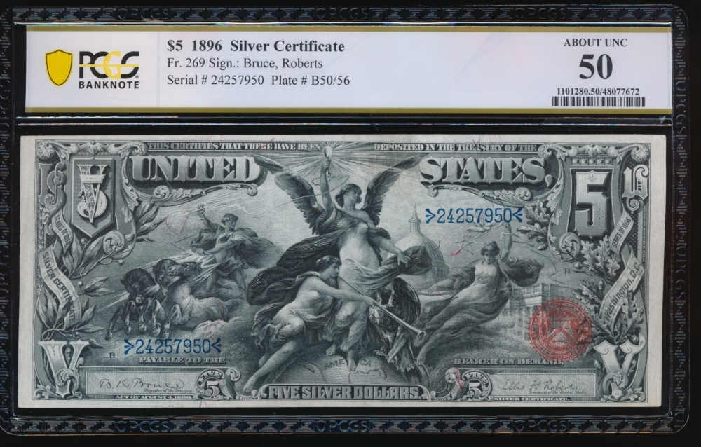 Fr. 269 1896 $5  Silver Certificate  PCGS 50 24257950 obverse