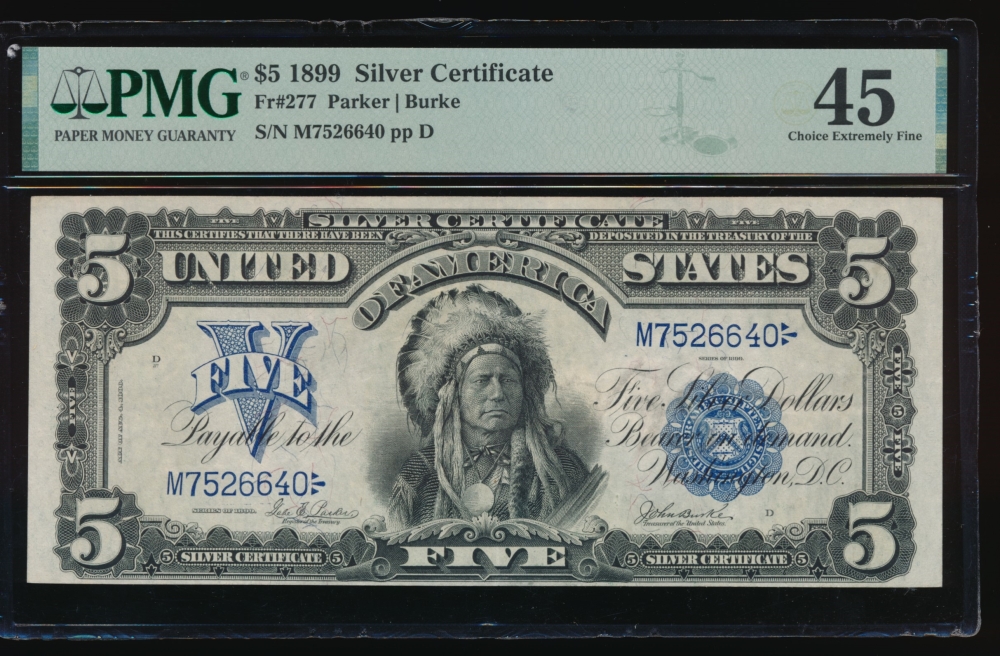 Fr. 277 1899 $5  Silver Certificate  PMG 45 M7526640