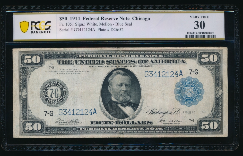 Fr. 1051 1914 $50  Federal Reserve Note Chicago PCGS 30 G3412124A