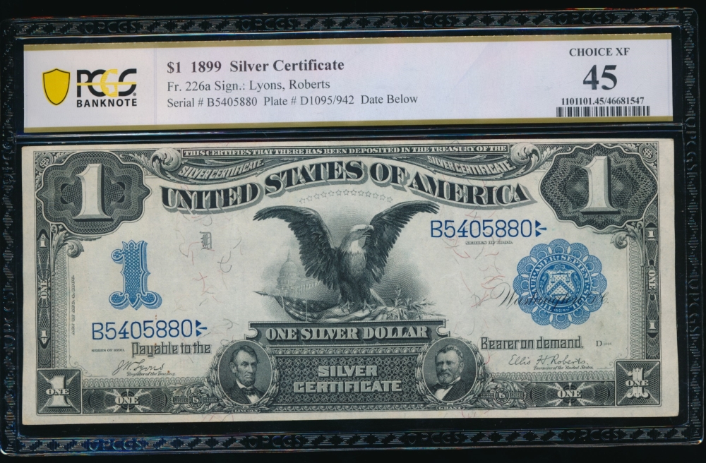 Fr. 226a 1899 $1  Silver Certificate  PCGS 45 B5405880