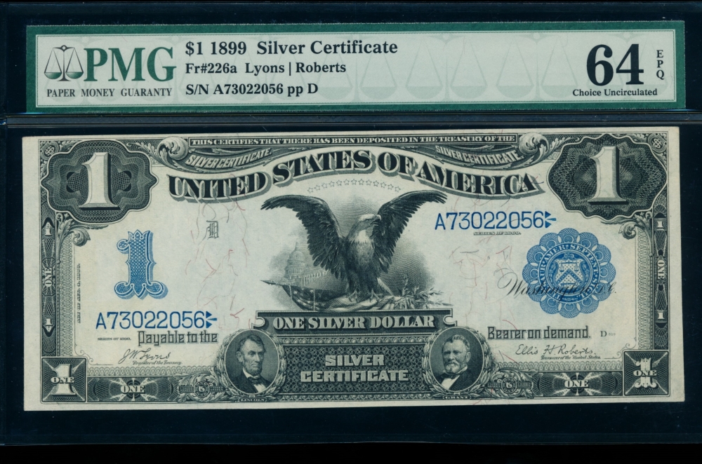 Fr. 226a 1899 $1  Silver Certificate  PMG 64EPQ A73022056