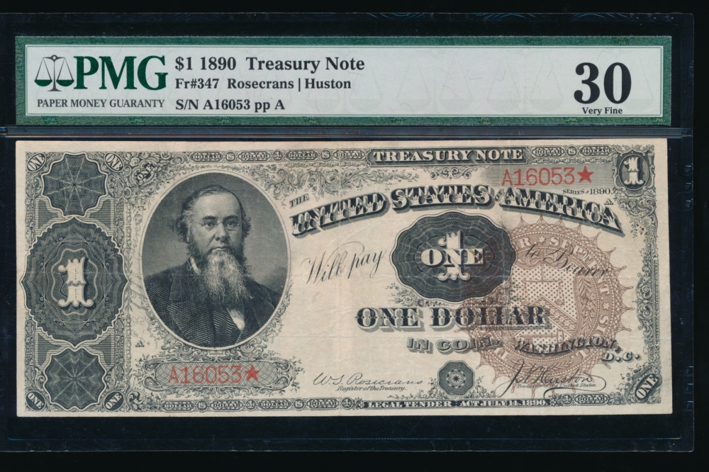 Fr. 347 1890 $1  Treasury Note  PMG 30 A16053*