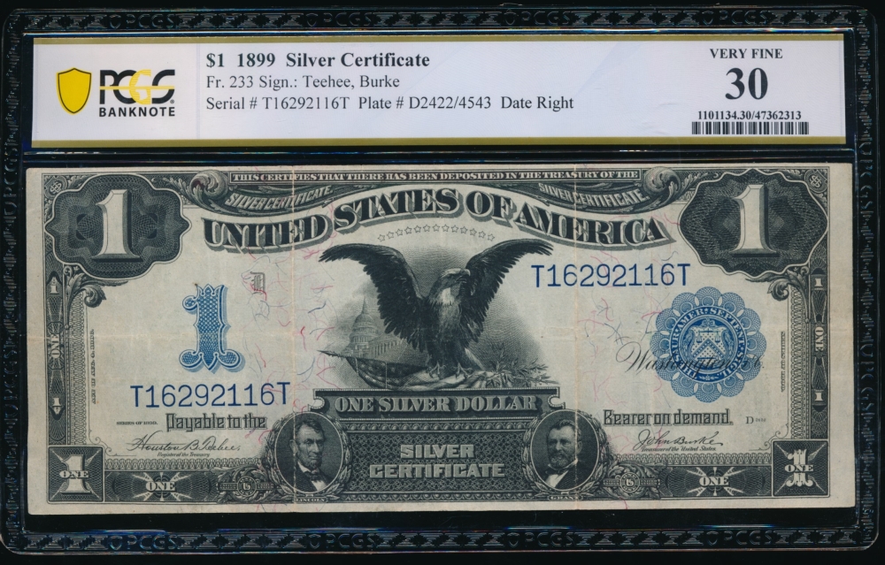Fr. 233 1899 $1  Silver Certificate  PCGS 30 T16292116T