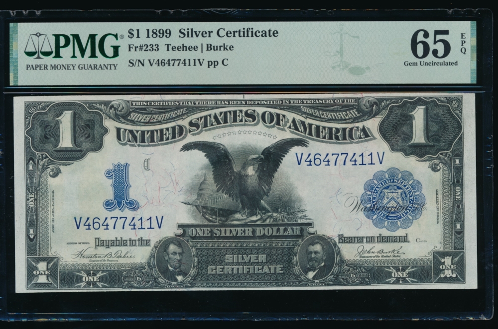 Fr. 233 1899 $1  Silver Certificate Type II PMG 65EPQ V46477411V