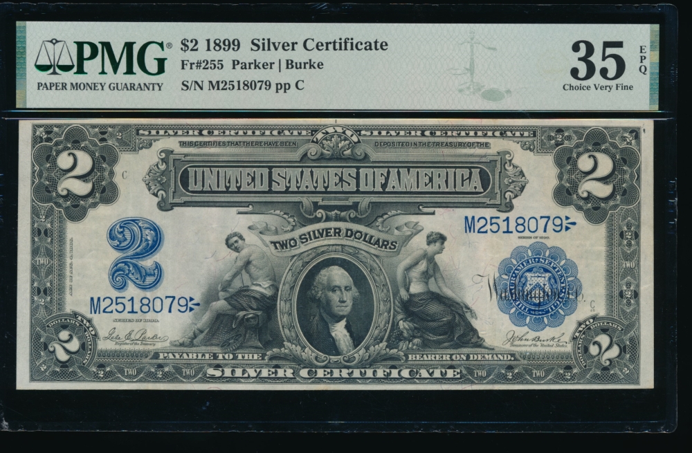 Fr. 255 1899 $2  Silver Certificate  PMG 35EPQ M2518079