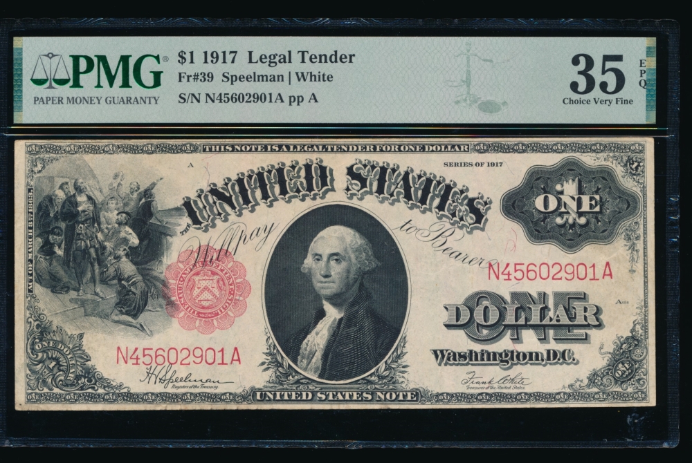 Fr. 39 1917 $1  Legal Tender  PMG 35EPQ N45602901A