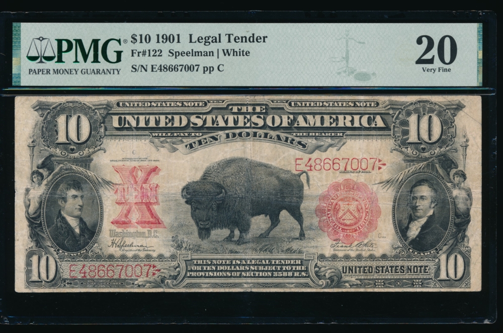 Fr. 122 1901 $10  Legal Tender  PMG 20 E48667007