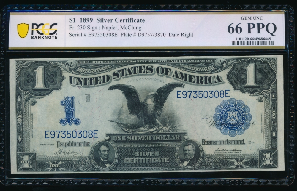 Fr. 230 1899 $1  Silver Certificate  PCGS 66PPQ E97350308