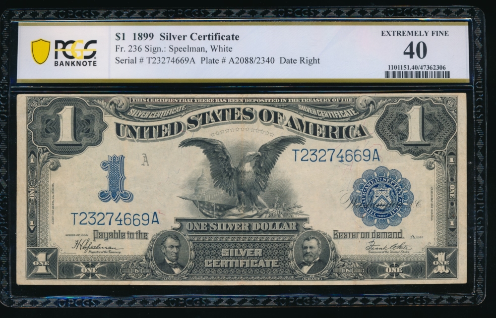 Fr. 236 1899 $1  Silver Certificate  PCGS 40 T23274669A