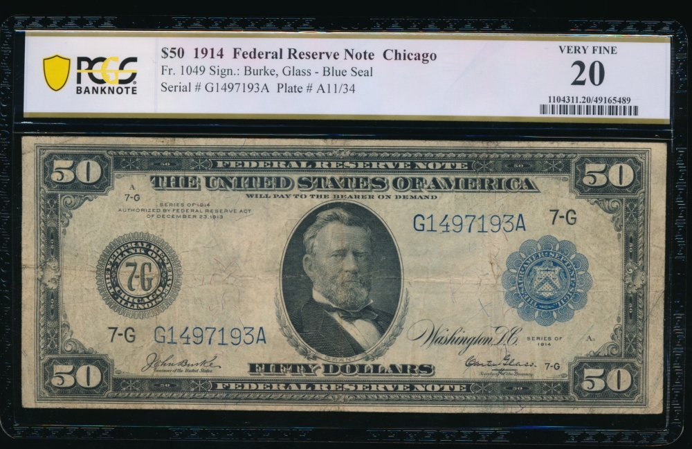 Fr. 1049 1914 $50  Federal Reserve Note Chicago PCGS 20 G1497193A