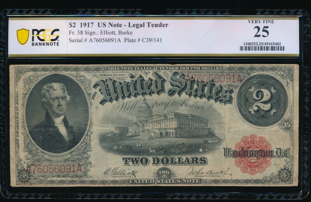 Fr. 58 1917 $2  Legal Tender  PCGS 25 A76056091A