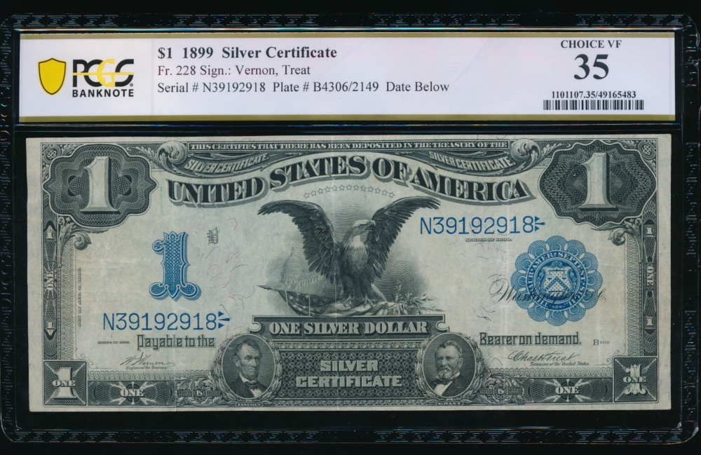 Fr. 228 1899 $1  Silver Certificate  PCGS 35 N39192918