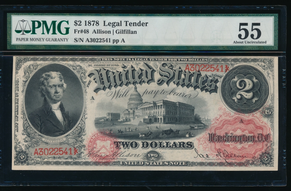 Fr. 48 1878 $2  Legal Tender  PMG 55 A3022541