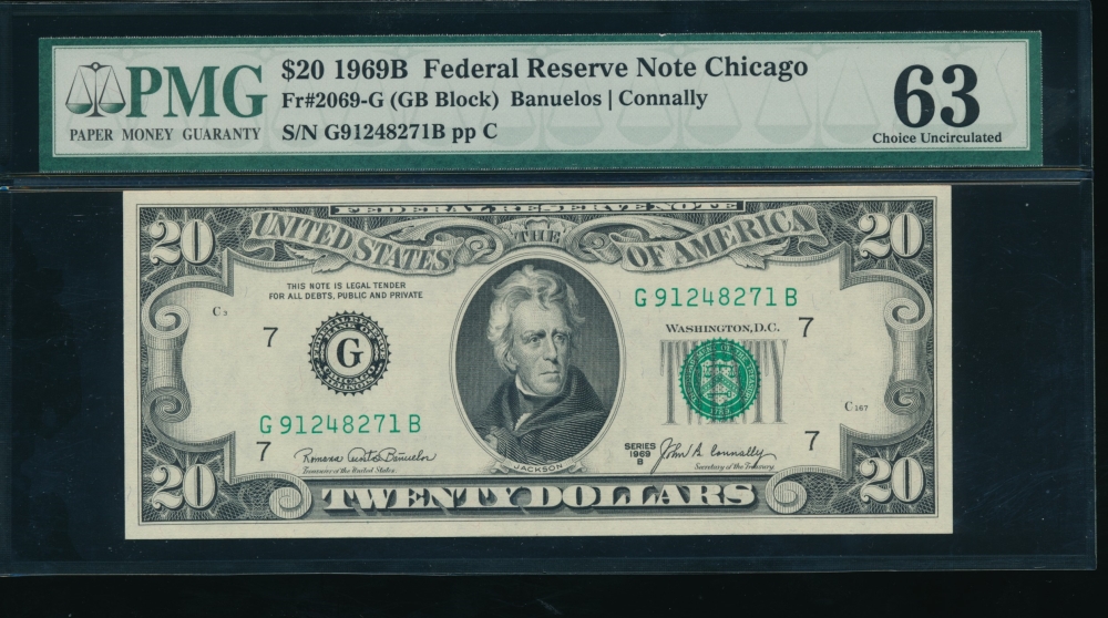 Fr. 2069-G 1969B $20  Federal Reserve Note Chicago PMG 63 G91248271B