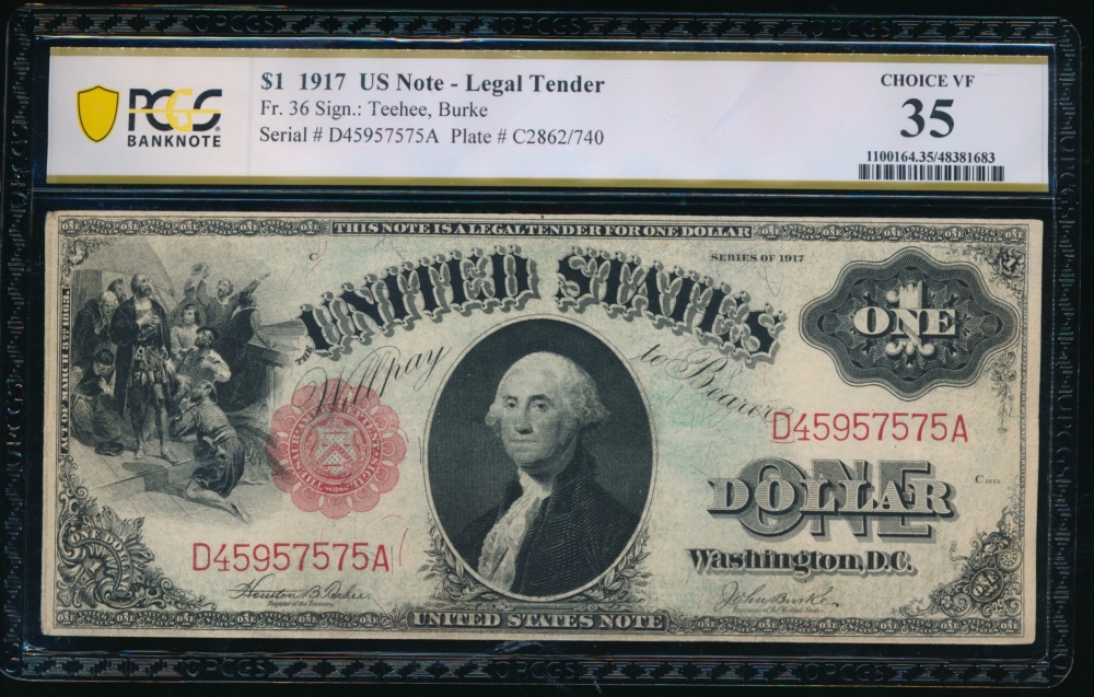 Fr. 36 1917 $1  Legal Tender  PCGS 35 D45957575A