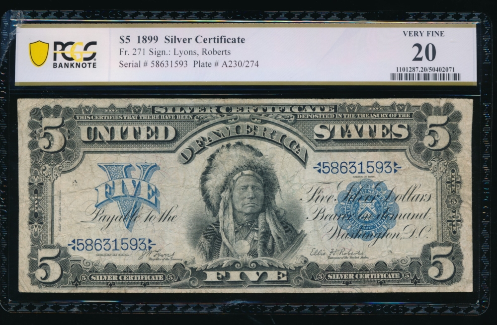 Fr. 271 1899 $5  Silver Certificate  PCGS 20 58631593