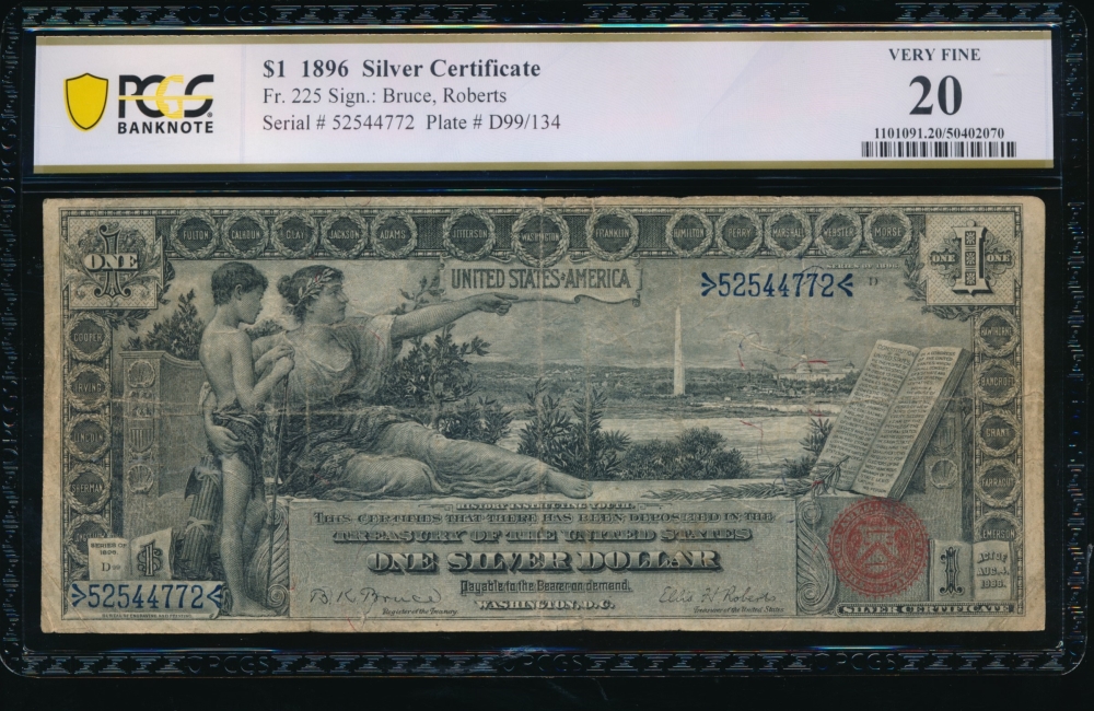 Fr. 225 1896 $1  Silver Certificate  PCGS 20 52544772