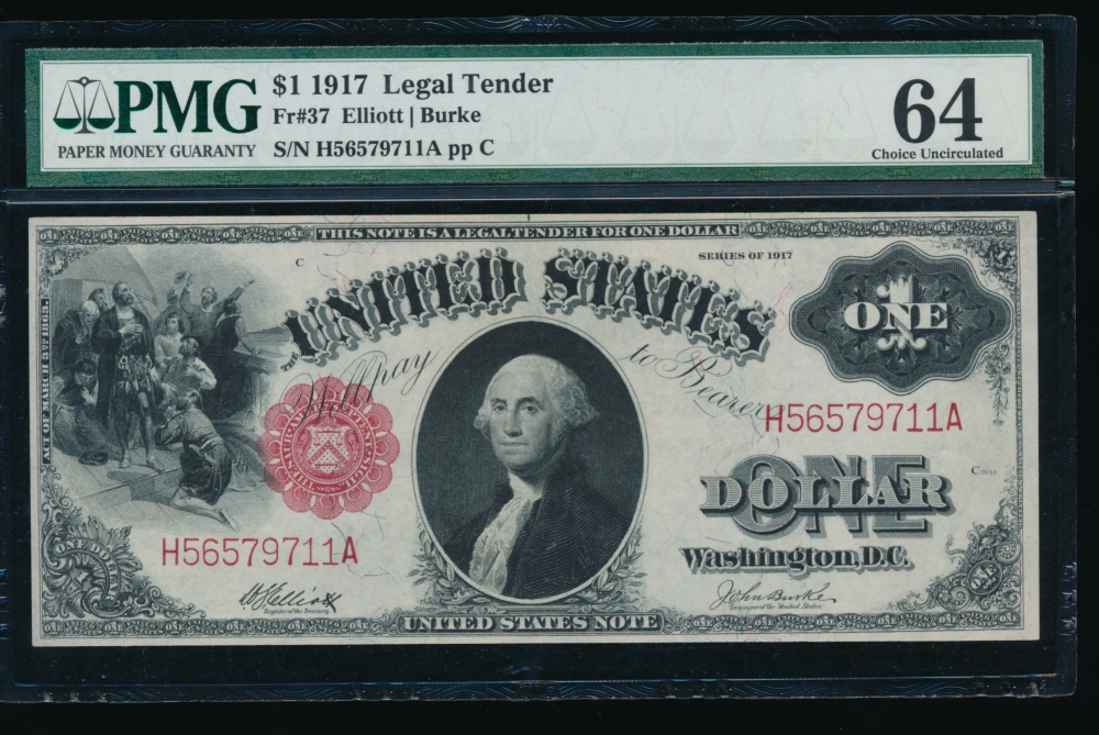 Fr. 37 1917 $1  Legal Tender  PMG 64 H56579711A