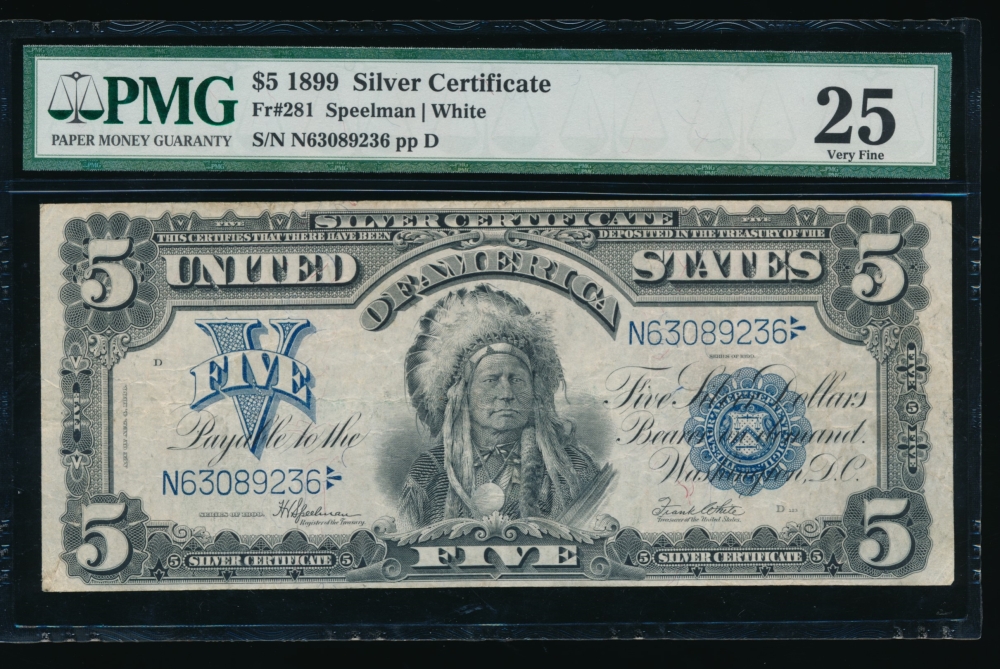 Fr. 281 1899 $5  Silver Certificate  PMG 25 N63089236