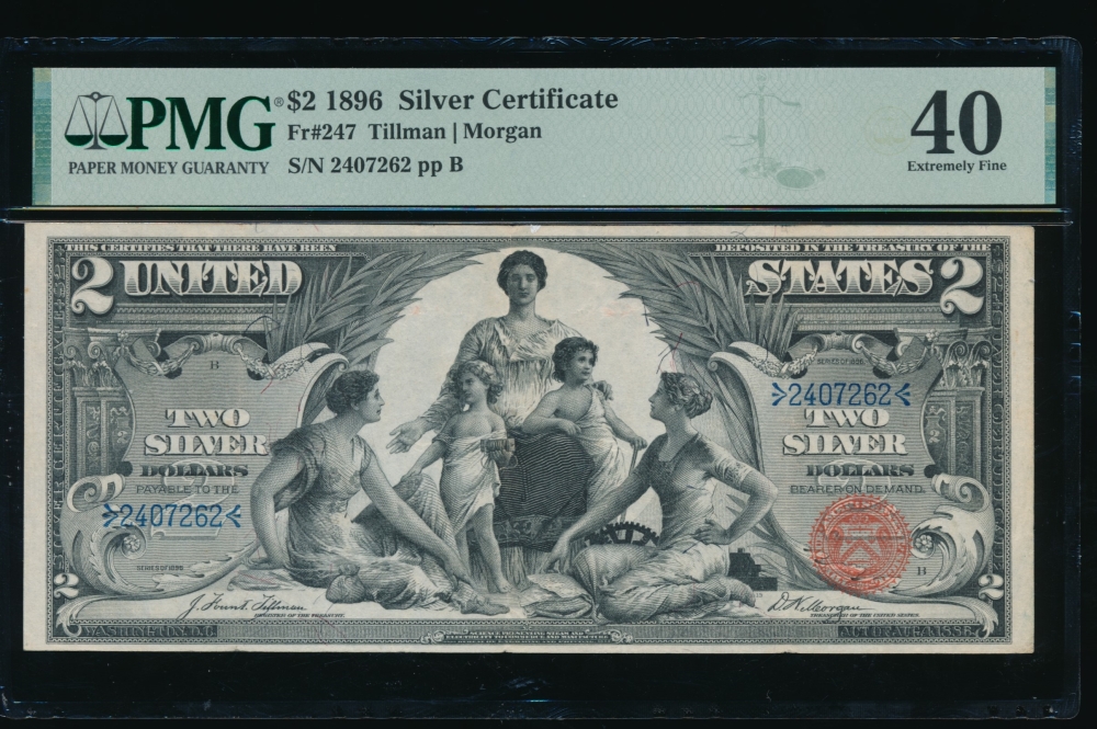 Fr. 247 1896 $2  Silver Certificate  PMG 40 2407262