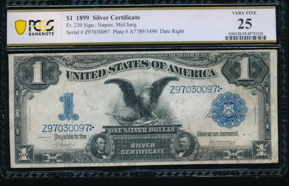 Fr. 230 1899 $1  Silver Certificate  PCGS 25 Z97030097