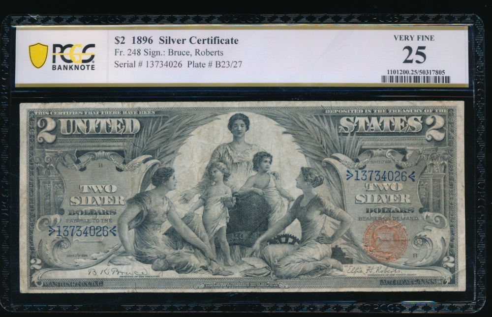 Fr. 248 1896 $2  Silver Certificate  PCGS 25 13734026