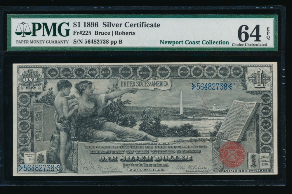 Fr. 225 1896 $1  Silver Certificate  PMG 64EPQ 56482738