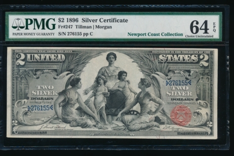 Fr. 247 1896 $2  Silver Certificate  PMG 64EPQ 276155