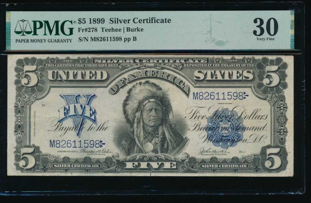 Fr. 278 1899 $5  Silver Certificate  PMG 30 M82611598