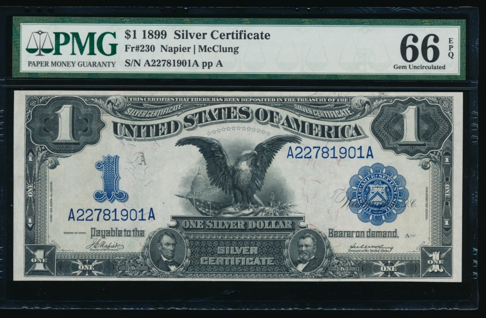 Fr. 230 1899 $1  Silver Certificate  PMG 66EPQ A22781901A