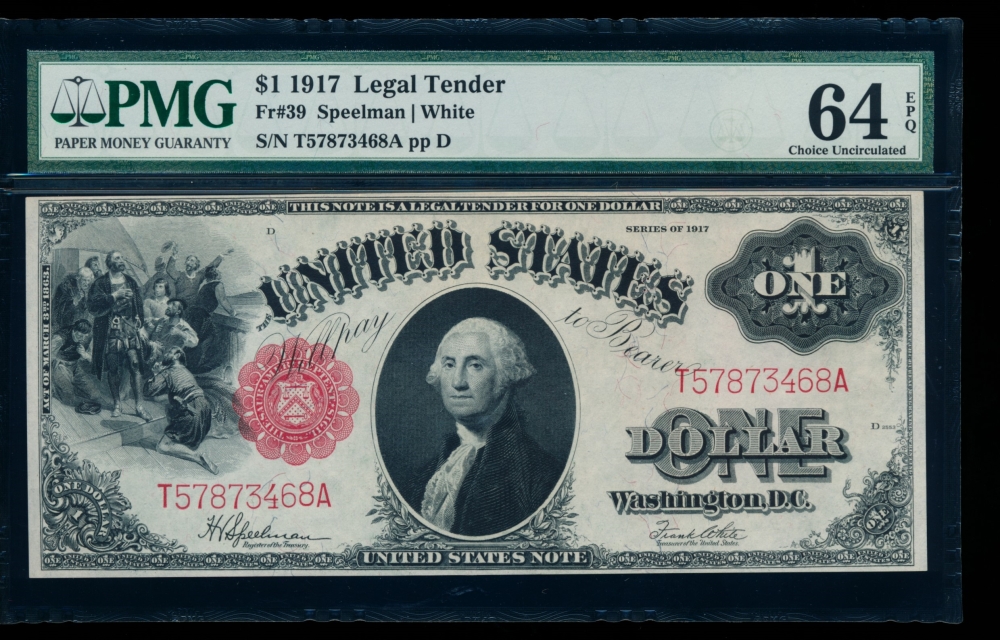 Fr. 39 1917 $1  Legal Tender  PMG 64EPQ T57873468A